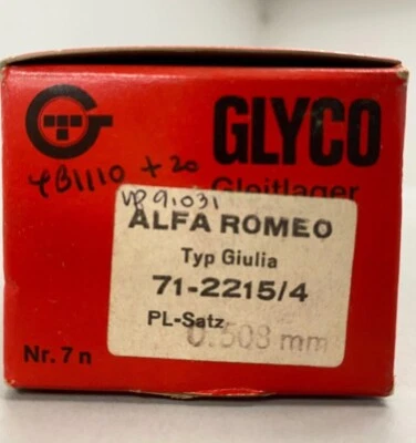 GLYCO Con Rod Bearings - 71-2215/4 020 - For Alfa Romeo Spider GTV Giulia 62-94 - Image 1 of 3