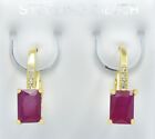 Genuine 228 Cts Ruby And White Sapphire Dangling Earrings 925 Silver   Nwt