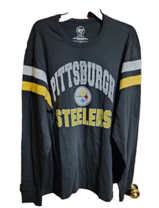 ‘47 Pittsburgh Steelers Irving Long Sleeve T-Shirt Flint Black Color Size 2XL - Picture 1 of 7