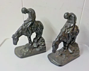 Vintage Native American Indian On Horse, End of Trail Cast Iron Bookends - Picture 1 of 7