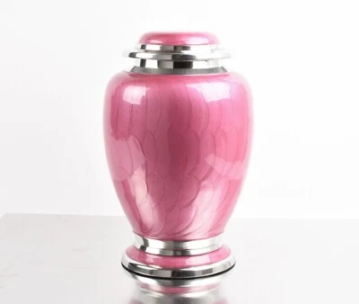 Cremation Ashes Adult Large Urn Personalised Funeral Memorial Classic Pink Urn - Image 1 of 3