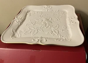 Lenox Large Winters Imprint Collection Square Platter Gold Trim 13" Box Pinecone - Picture 1 of 9
