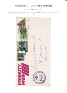 Commercial Covers Priority Paid Fee & Postage 1/10/1988 to 31/8/1989 - Picture 1 of 1