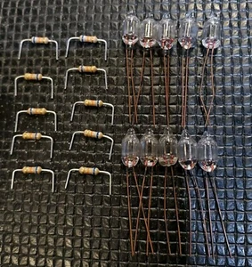 10X Amber Neon Bulb Indicator 105 to 125 Volts AC/DC With Resistors - Picture 1 of 2