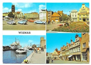 Cartolina multifoto Wismar 1977 cartolina postale auto d'epoca - Foto 1 di 2