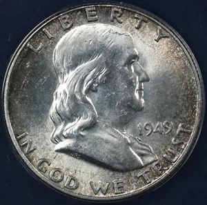1949 50c Full Bell Lines Franklin Half Dollar ANACS MS 63 FBL - Picture 1 of 5