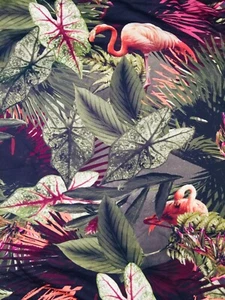 BOYS + ARROWS FLAMINGOS & LUSH TROPICS SWIM SUIT FABRIC ITALIAN DESIGNED 60”x1YD - Picture 1 of 4