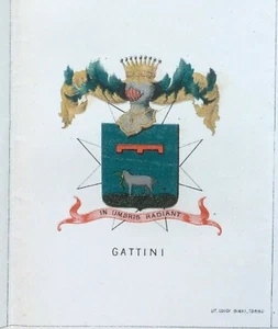 1885 ARALDICA STEMMA FAMIGLIA GATTINI - Imagen 1 de 1