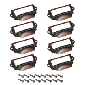 8 Etikettenhalter Griff Eisen Etikettenrahmen Schubladenknopf Rot Bronze 90x41mm - Bild 1 von 5