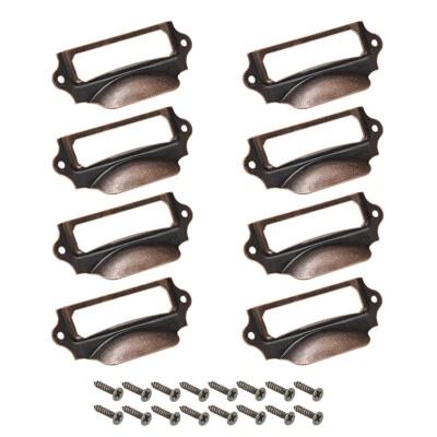 8 Etikettenhalter Griff Eisen Etikettenrahmen Schubladenknopf Rot Bronze 90x41mm - Bild 1 von 4