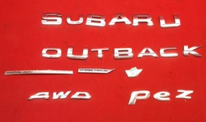 2010-2014 Subaru Outback Chrome Emblem Badge Set Rear Liftgate Trunk - Picture 1 of 6