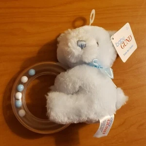 Baby Gund My First Teddy Zahnerring 4,5" Blaubär Plüsch Rassel mit Schleife Neu mit Etikett - Bild 1 von 11