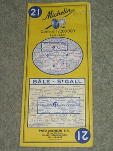 Switzerland: Michelin map 21 Basel - St Gallen: Scale 1:200,000. 1972 edition - Picture 1 of 2