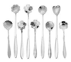 9 Pcs Flower Spoon Coffee Teaspoon Set ESRISE Stainless Steel Tea Spoon Dessert - Picture 1 of 6