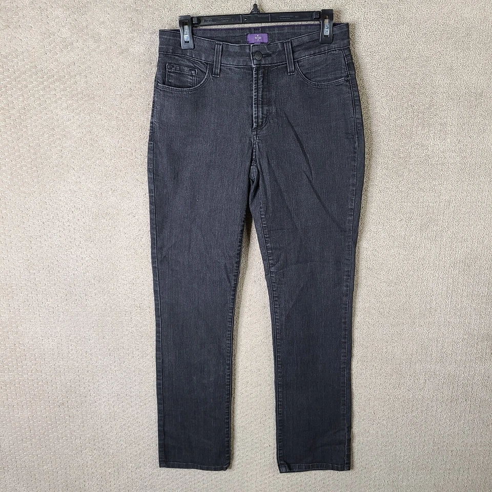 NYDJ Jeans Womens 6 Black Skinny Mid Rise Lift Tuck Denim Rhinestone Stretch - Image 1 of 4