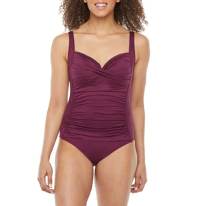 Liz Claiborne One Piece Swimsuit Sizes 8, 10, 12, 16 Msrp $89.00 Plum - Picture 1 of 3