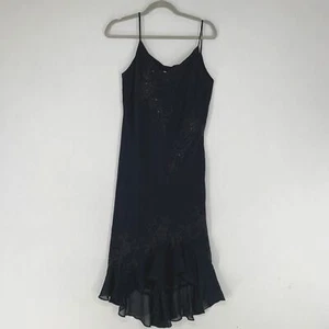 Clara Vestito Donna 2XL Nero Senza Maniche Capriccioso Fata Perline Floreale Y2K* - Foto 1 di 11