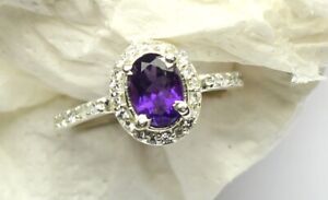 Splendid Genuine Purple Amethyst 925 Silver Ring, Engagement Ring, Promise Ring