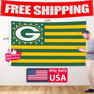 Green Bay Packers Football Fans 3x5 ft Flag Christmas Gift Banner FREE Shipping - Picture 1 of 12