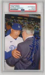 JAIME JARRIN Signed Photo w/ HOF Inscription -DODGERS Announcer Broadcaster- PSA - Picture 1 of 2