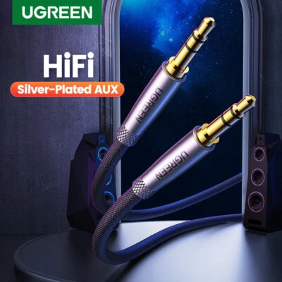 Ugreen HiFi AUX Cable 3.5mm Audio Speaker Braided Cable Silver-Plated. 0.5m - 3m - Image 1 of 4