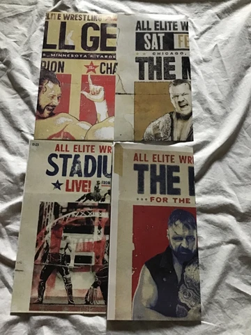 AEW All Elite Crate Exclusive Fight Poster Lot 4 - Jericho Hangman Omega Moxley Cover