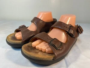 SAS Relaxed Sandals Women's Pebbled Brown Leather Heel Strap - US 9 - Picture 1 of 7