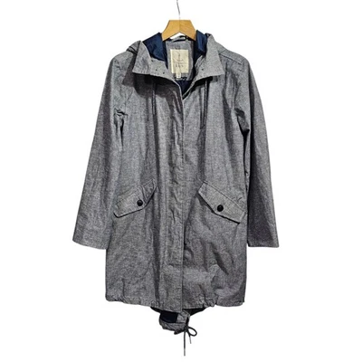 Seasalt Womens Coat Blue Grey 10 UK Seafaring Waterproof Linen Coat Hooded - Image 1 of 4