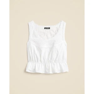Canotta J.Crew Flutter-hem in popeline di cotone bianco 3X nuova con etichetta - Foto 1 di 7