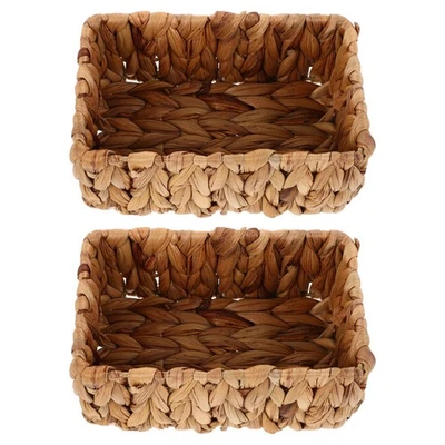  2 Pcs Cestini Portaoggetti Intrecciati Cestino Vimini Intrecciato Mano - Immagine 1 di 4