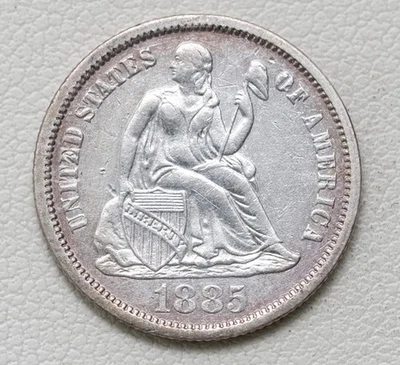 Moneda de diez centavos libertad sentada 1885 (P)/K98 Foto 1 de 2