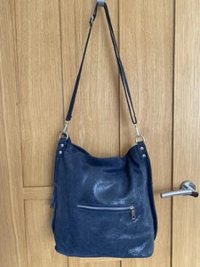 Borse in Pelle Navy Blue Genuine Leather crossbody shoulder medium Handbag - Picture 1 of 14