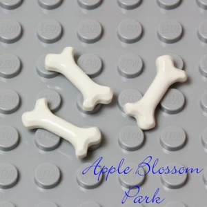 NEW Lego Lot/3 Minifig SHORT WHITE BONES Dog Animal Minifigure Pet Food Bone Set - Picture 1 of 3