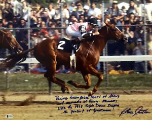 FOTO 16x20 firmada por Steve Cauthen + gran inscripción afirmada jockey beckett bas - Imagen 1 de 3