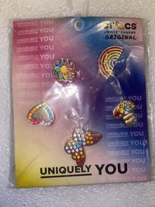 NEW CROCS Rainbow Elvtd Festival Bling 5 PACK Jibbitz Charms 10013261 Pride Rare - Picture 1 of 1