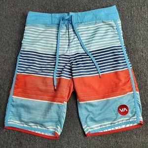 RVCA Shorts Mens Sz 28X11 Blue Swim Board Trunks Classic Non Stretch Striped 19" - Picture 1 of 16