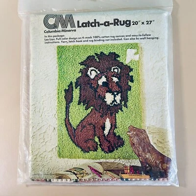 VTG 1979 Columbia-Minerva Latch-a-Rug CANVAS ONLY Leo The Lion 20"x 27" NIP - Image 1 of 4