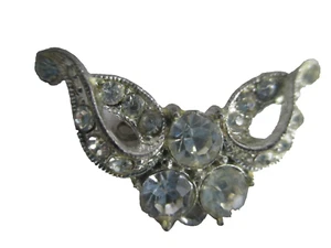 Vintage 1.5" Silver Tone Clear Rhinestones Brooch - Picture 1 of 4