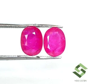 8x6 mm Certified Natural Ruby Oval Cut Pair 3.22 CTS Mozambique Loose Gemstones - Picture 1 of 9
