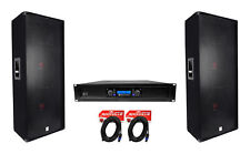 (2) Rockville RSG15.24 Dual 15” 3000w 3-Way Pro Audio Speakers+Power Amplifier