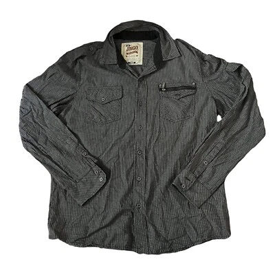 Camisa JNCO Para Hombre L Negra Blanca Manga Larga Bolsillo con Cremallera Abotonada Foto 1 de 4