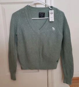 NWT women Abercrombie & Fitch pullover sweater Vintage Cotton Blend V neck - Picture 1 of 3