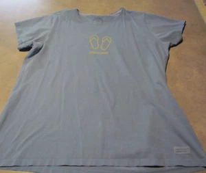 Life Is Good shirt Womens extra Large Blue Flip Flop Crusher Crew Neck - Picture 1 of 4