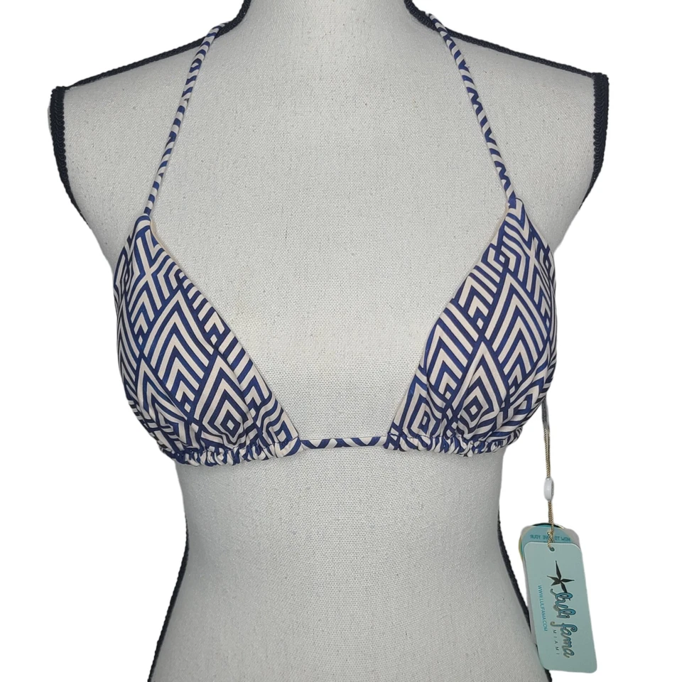 Top de biquíni Luli Fami triângulo reversível mesmerizado L66421P-111 médio novo com etiquetas $88 - Imagem 1 de 4