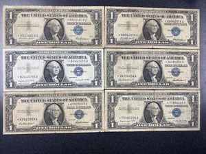 6x Silver Certificate $1 Star 🌟 Notes 1957.        Group Of 1 - Picture 1 of 6