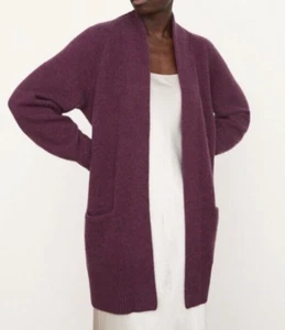 $625 NWT VINCE 100% CASHMERE LONGLINE OPEN FRONT CARDIGAN SWEATER PLUM XS RARE - Picture 1 of 24