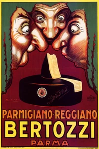 BERTOZZI PARMA PARMIGIANO REGGIANO ITALY CHEESE NOSES SMELL VINTAGE POSTER REPRO - Picture 1 of 3