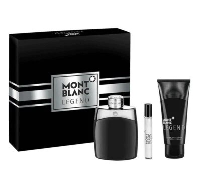 Mont Blanc Legend conjunto de 3 peças masculino 3,3 oz e 0,25 oz EDT spray e gel de banho 3,3 oz - Imagem 1 de 2