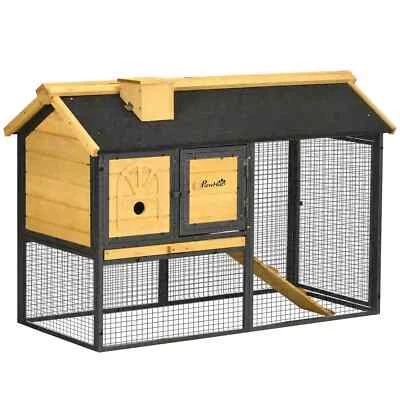 Outdoor Rabbit Hutch, with Run, Removable Tray, Asphalt Roof, 120 x 55.5 - Image 1 of 4