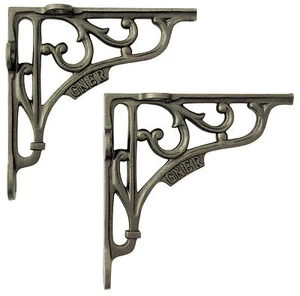 Par de soportes de estantería ferroviaria GNER de hierro fundido de 6"/15 cm - estilo decorativo antiguo - Imagen 1 de 4